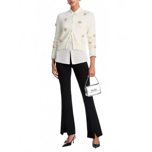 NEW CINQ A SEPT mini sparkle dots cardigan in ivory